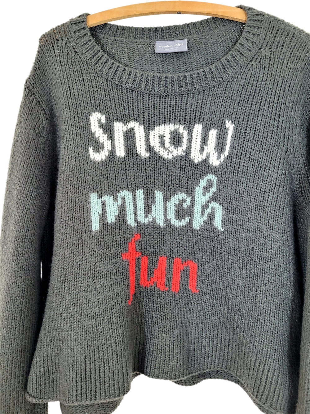 Wooden Ships Snow Much Fun Boxy Slouchy Crewneck Sweater Medium / Large - Picture 3 of 8
